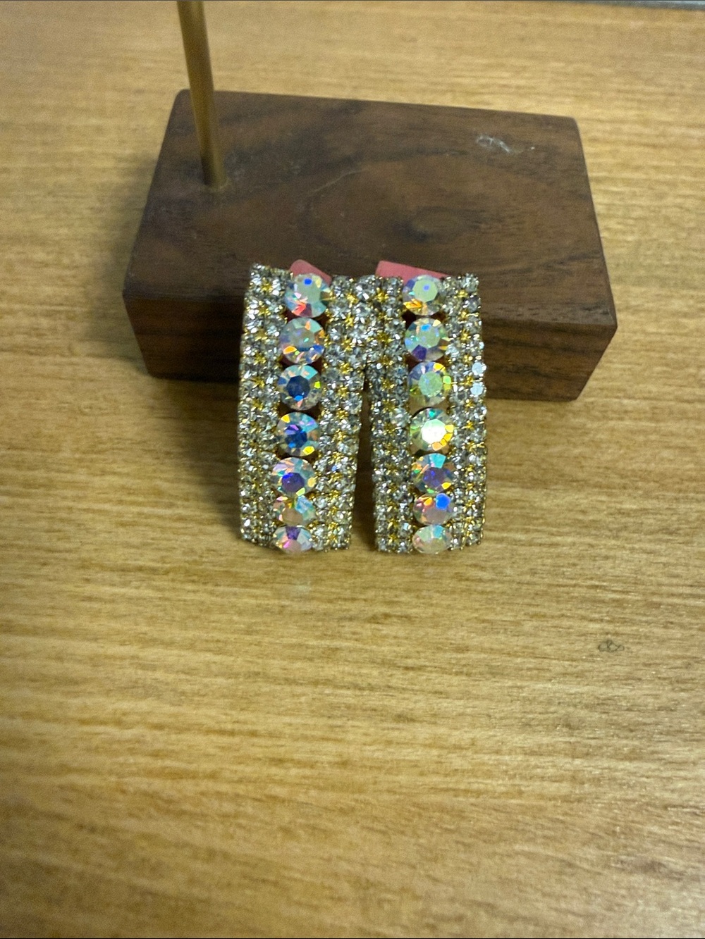 Rhinestone crystal embellished stage bling glam long stud earrings unicorn